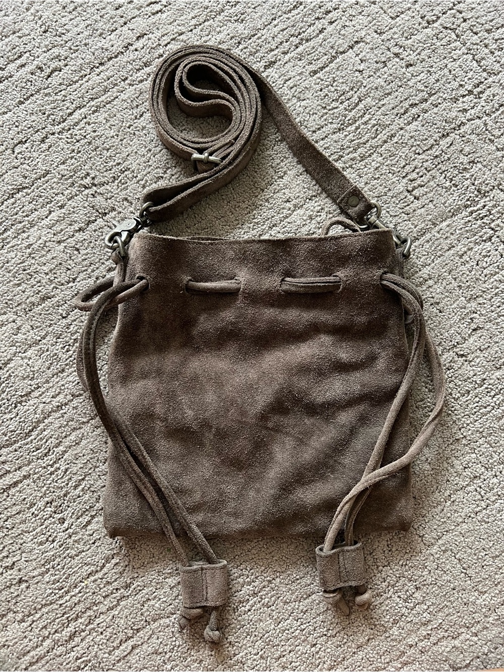 Free People Suede Drawstring Bucket Bag - Picture 2 of 12